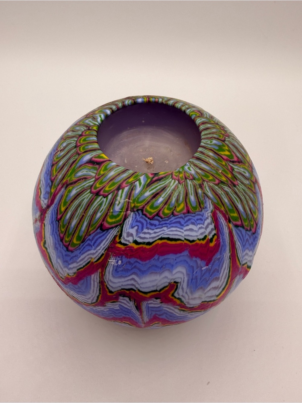 Lifelines Handcrafted Multicolor Wavy Pattern Ball Candle  - Decorative Home Art